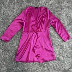Hot pink long sleeve wrap dress